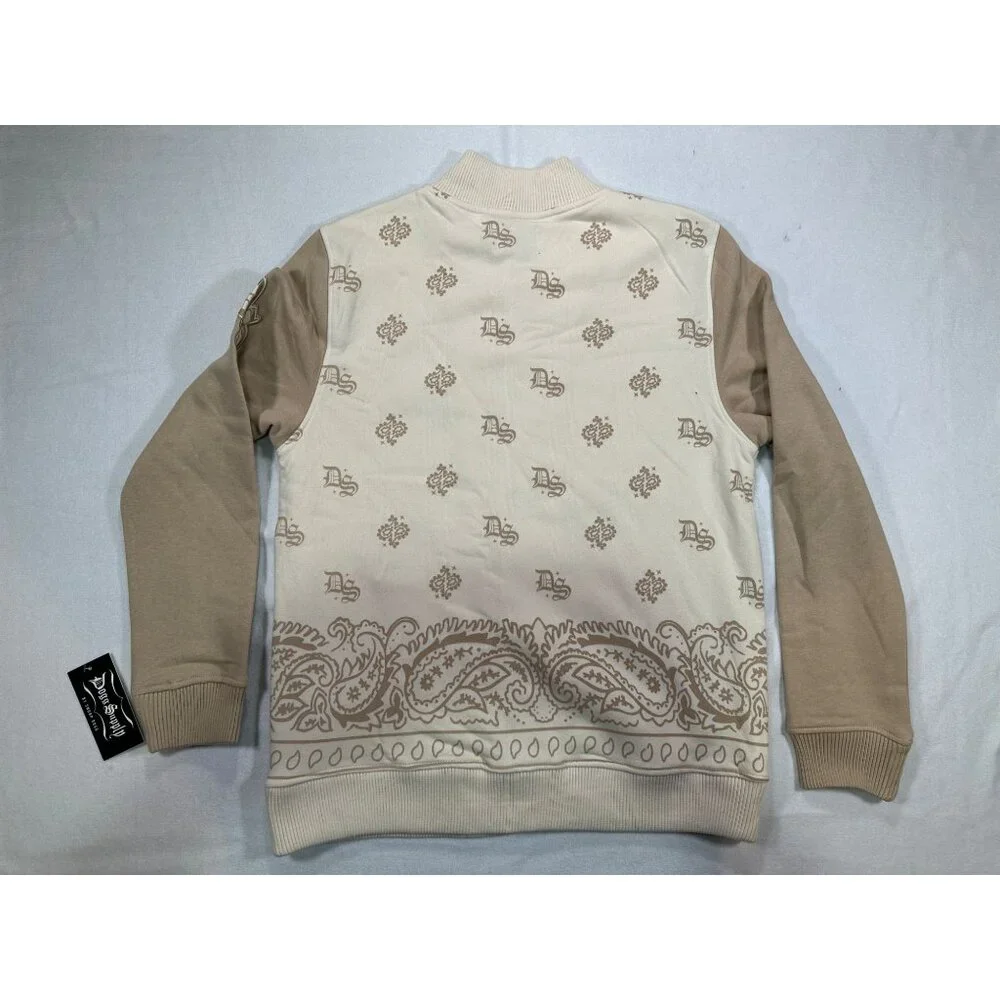 Dog Supply By Snoop Dogg Mens DS Varsity Jacket S Natural Beige Cotton Polyester - Picture 7 of 11